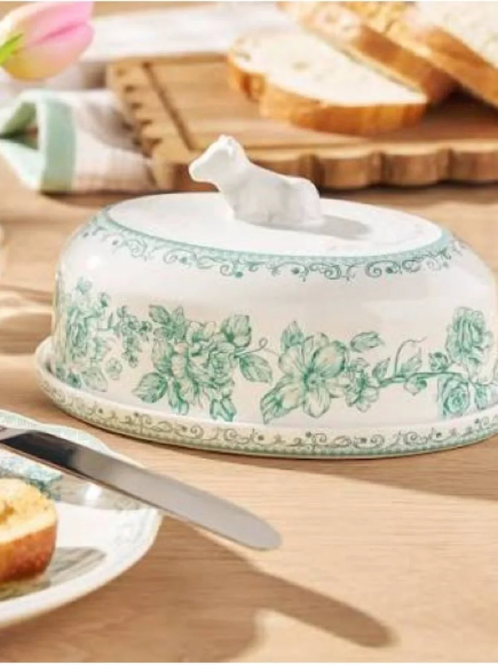 Pioneer Woman  The Pioneer Woman Agatha Stoneware Double Stick Green Butter Dish